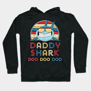 Retro Vintage Daddy Sharks Gift For Father Mens Hoodie